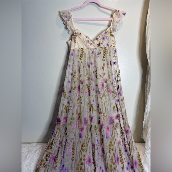 Free People Daphne Embroidered Slip Pretty Colorful Mesh Maxi Dress - Picture 5 of 8